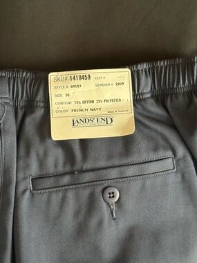 Lands' End French Navy Elastic-Waist Dress Pants